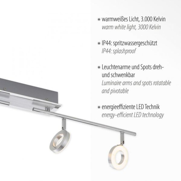 Beweglicher LED Deckenstrahler in Aluminium IP44 94 cm