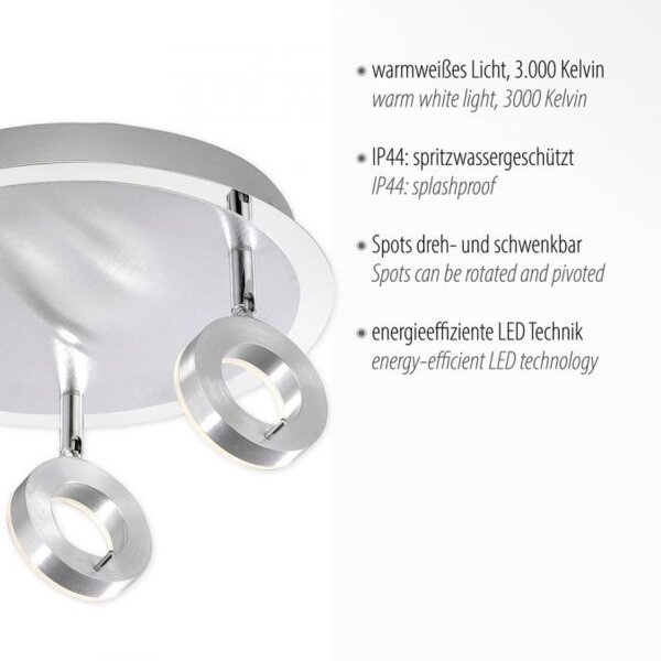 Flexibler LED Deckenstrahler in Aluminium IP44 Ø33,5 cm