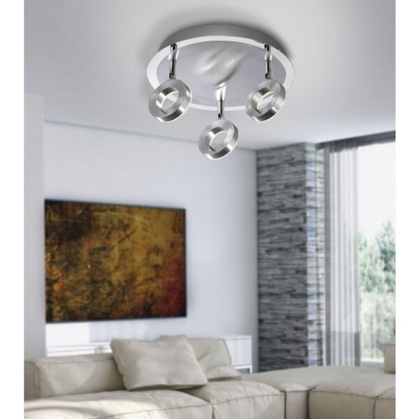 Flexibler LED Deckenstrahler in Aluminium IP44 Ø33,5 cm
