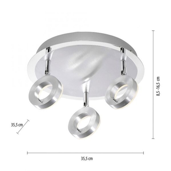 Flexibler LED Deckenstrahler in Aluminium IP44 Ø33,5 cm