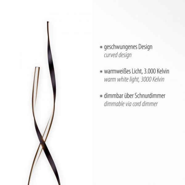 Lampadaire LED à intensité variable en brun rouille 140 cm 3000 K 26 W