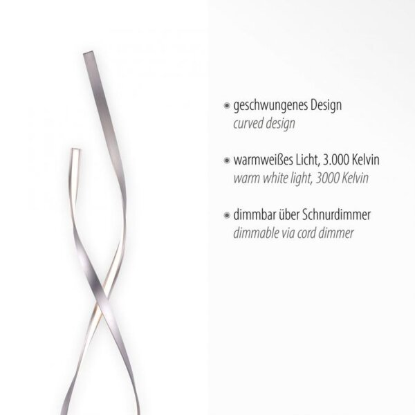 Dimmbare LED Stehlampe in Silber 140 cm 3215 lm 26 W