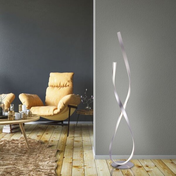 Dimmbare LED Stehlampe in Silber 140 cm 3215 lm 26 W