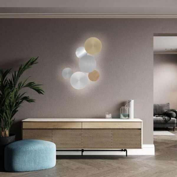 LED Akku Wandlampe Grau Ø25 cm dimmbar Fernbedienung