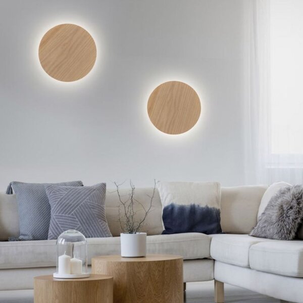 Applique murale LED rechargeable à intensité variable Télécommande en bois de chêne