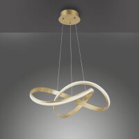 Geschwungene LED Pendelleuchte in Gold 30 W dimmbar