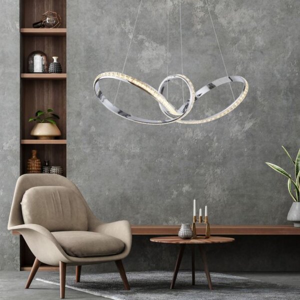 LED Hängelampe in Chrom dimmbar 39 W L:94 cm elegant