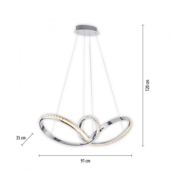 LED Hängelampe in Chrom dimmbar 39 W L:94 cm elegant