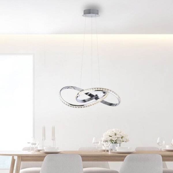 LED Hängelampe in Chrom dimmbar 30 W L:57 cm elegant