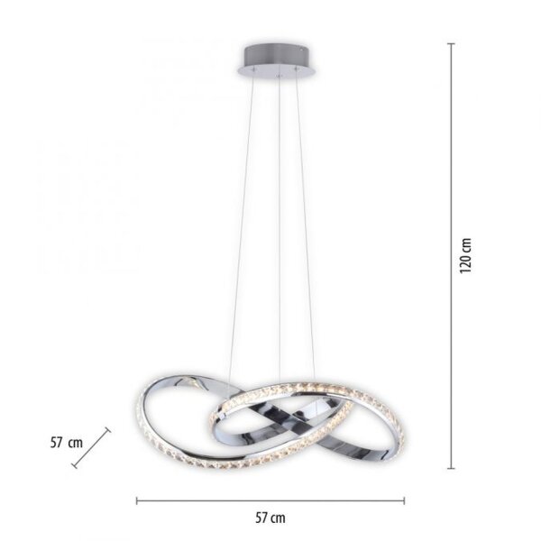 LED Hängelampe in Chrom dimmbar 30 W L:57 cm elegant