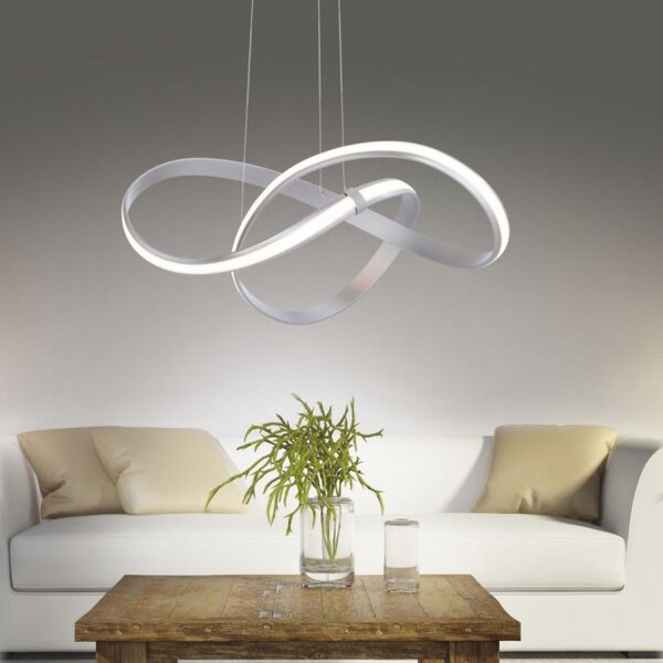 Geschwungene LED Pendelleuchte in Stahl 3000 K dimmbar