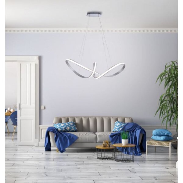 Stilvolle LED Hängelampe in Stahl L:91 cm 39 W dimmbar