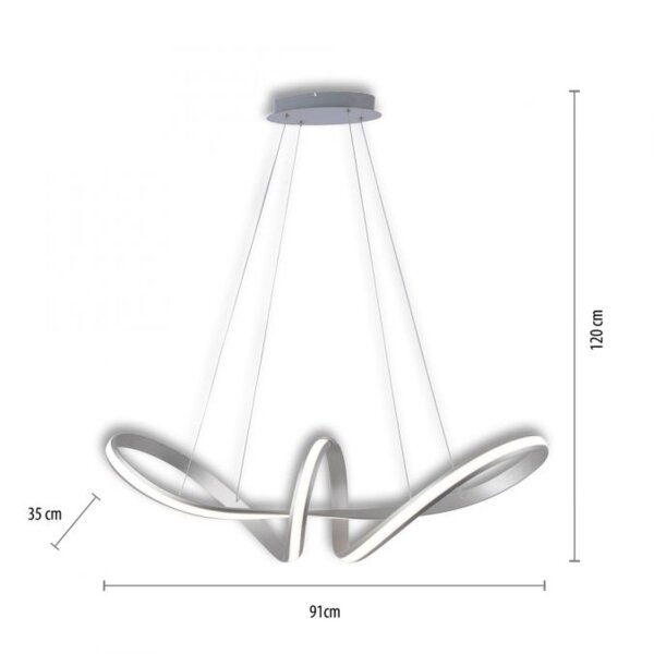 Stilvolle LED Hängelampe in Stahl L:91 cm 39 W dimmbar