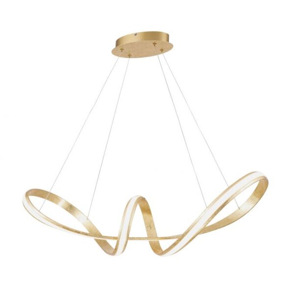 Geschwungene LED Pendelleuchte in Gold L:91 cm dimmbar