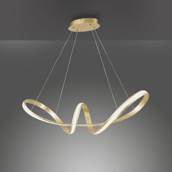 Geschwungene LED Pendelleuchte in Gold L:91 cm dimmbar