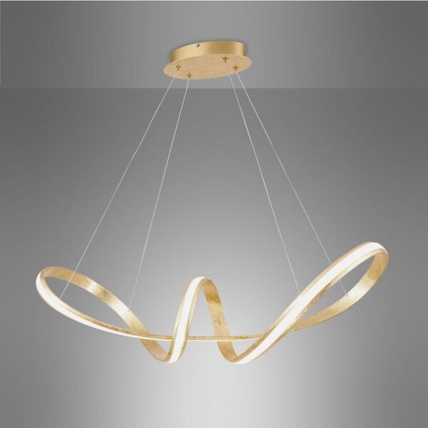 Geschwungene LED Pendelleuchte in Gold L:91 cm dimmbar