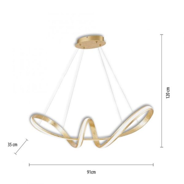 Geschwungene LED Pendelleuchte in Gold L:91 cm dimmbar