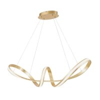 Geschwungene LED Pendelleuchte in Gold L:91 cm dimmbar