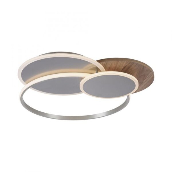 Stylische LED Deckenlampe Holz Ringe 6000 lm dimmbar