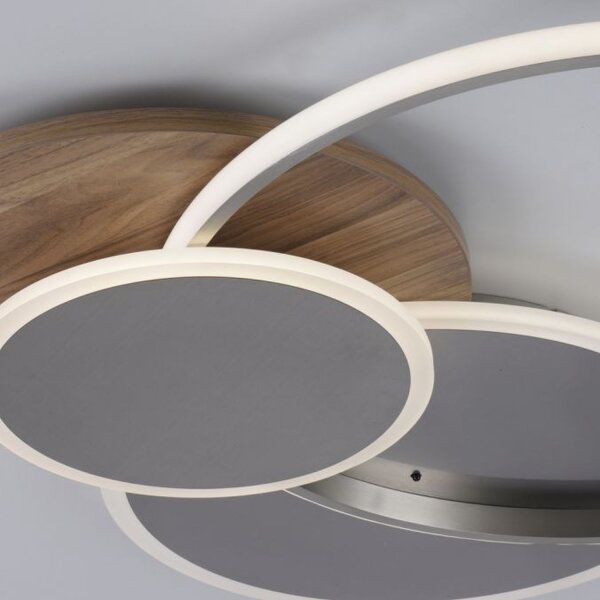 Stylische LED Deckenlampe Holz Ringe 6000 lm dimmbar