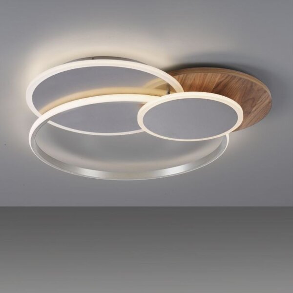 Stylische LED Deckenlampe Holz Ringe 6000 lm dimmbar