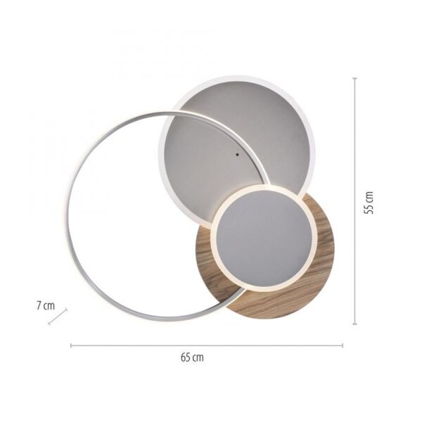 Stylische LED Deckenlampe Holz Ringe 6000 lm dimmbar