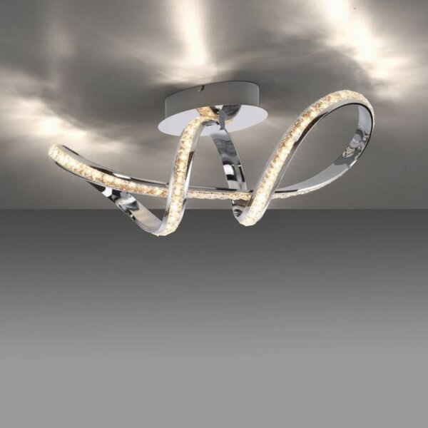 Stilvolle LED Deckenlampe in Chrom dimmbar 30 W L:65 cm