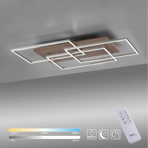 Confortable Lampe de plafonnier LED en bois L:82 cm 4320 lm dimmable