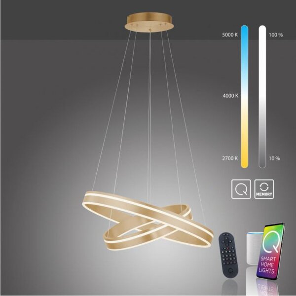 Dimmbare LED Pendelleuchte Ø59 cm rund 56 W in Messing