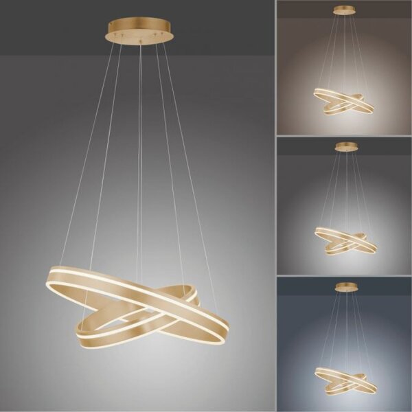 Dimmbare LED Pendelleuchte Ø59 cm rund 56 W in Messing