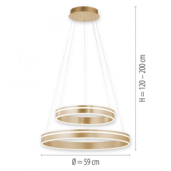 Dimmbare LED Pendelleuchte Ø59 cm rund 56 W in Messing