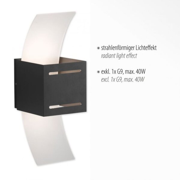 Wandlampe Metall Anthrazit indirekt G9 H:30 cm Modern