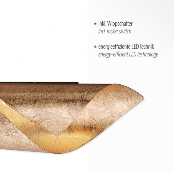 Applique murale LED de style Interrupteur 3000 K en feuille dor