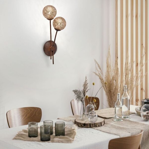 Applique murale rustique brun rouille or H:44 cm G9 2-flmg