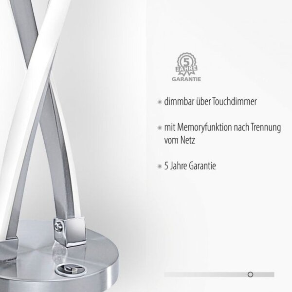 Stylische LED Tischlampe in Stahl 13 W dimmbar Touch