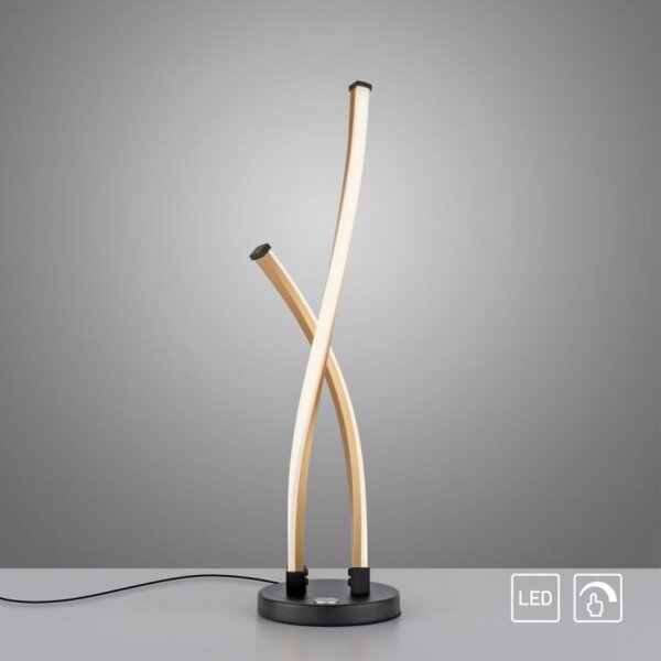 Lampe de table LED élégante noire et dorée à intensité variable et à touche sensitive