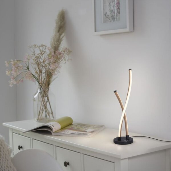 Lampe de table LED élégante noire et dorée à intensité variable et à touche sensitive