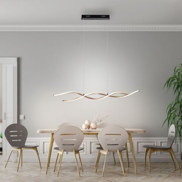 Große LED Hängelampe Schwarz Gold 105 cm 3000 K dimmbar