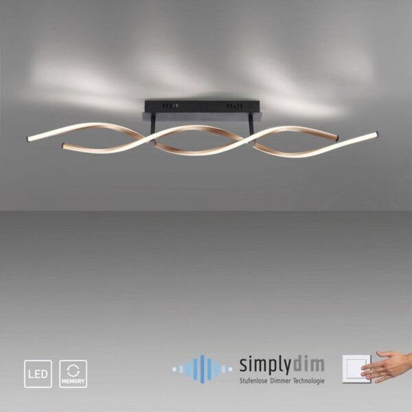 Lampe de plafonnier LED à intensité variable noir laiton 106 cm 3000 K