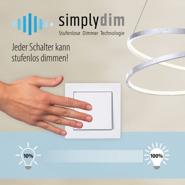 Dimmbare LED Deckenlampe in Stahl 110 cm 3000 K Wellen