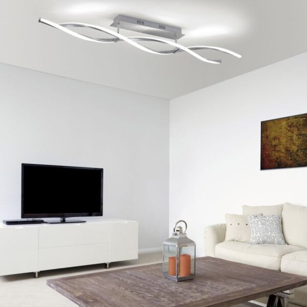 Dimmbare LED Deckenlampe in Stahl 110 cm 3000 K Wellen