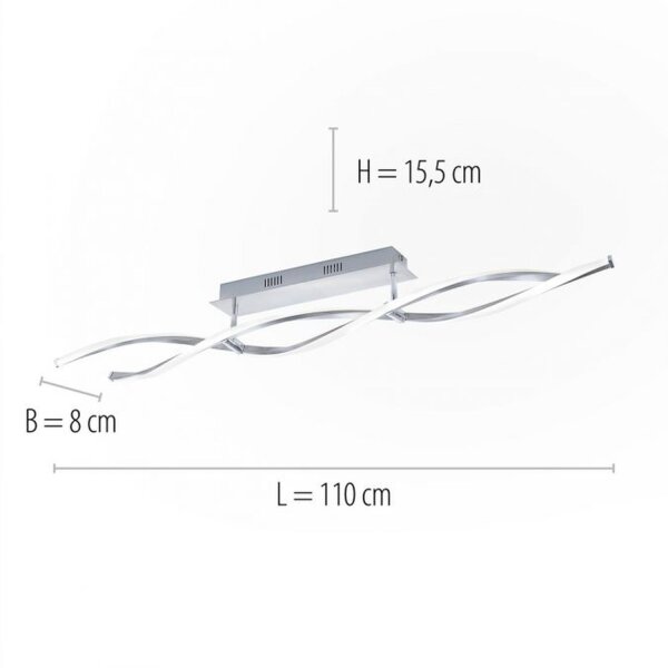 Dimmbare LED Deckenlampe in Stahl 110 cm 3000 K Wellen