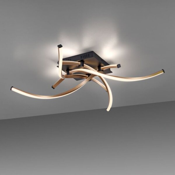 Dimmbare LED Deckenlampe Schwarz Gold L:78 cm 4220 lm
