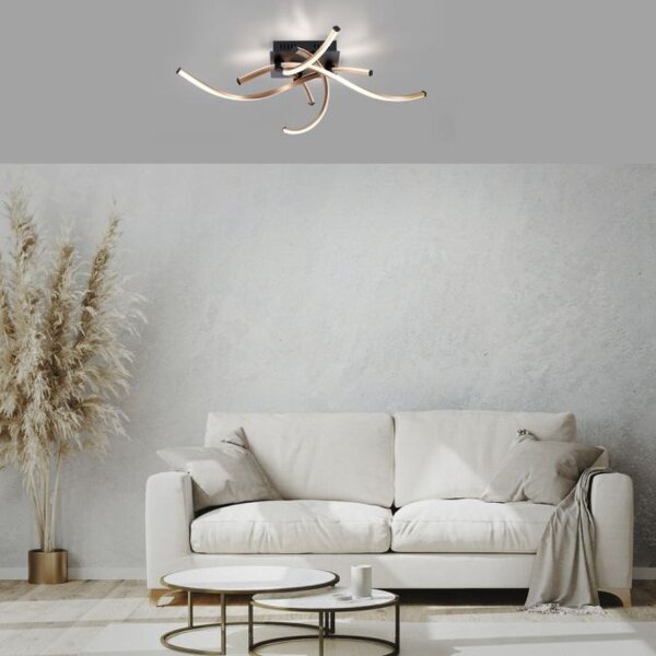 Dimmbare LED Deckenlampe Schwarz Gold L:78 cm 4220 lm
