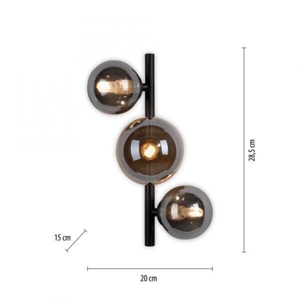 Applique Boules Gris fumé Ambre Verre G9 H:28,5 cm