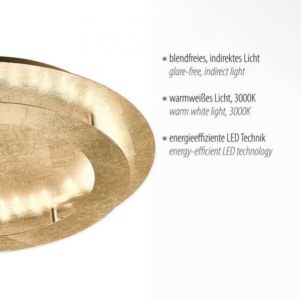 LED Deckenleuchte in Blattgold Metall 3000 lm Ø50 cm