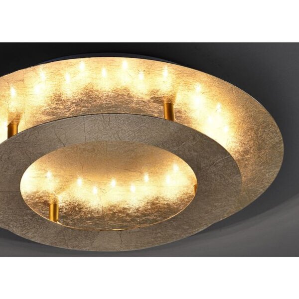 Plafonnier LED en feuille dor métal 2270 lm Ø40 cm