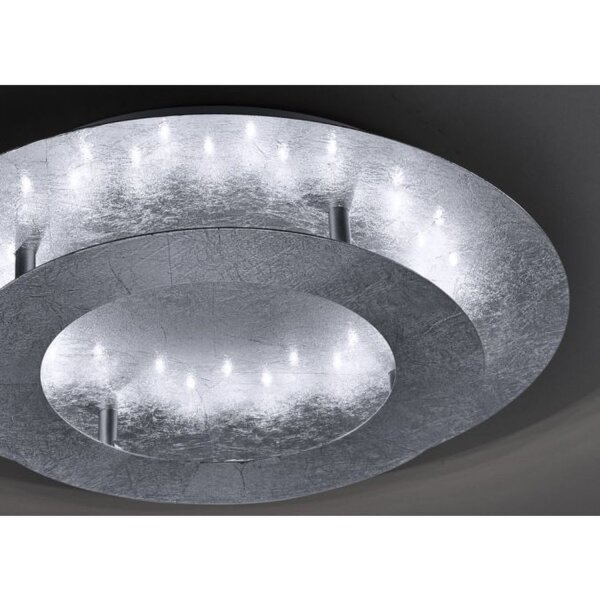 Plafonnier LED feuille dargent métal 18 W Ø40 cm