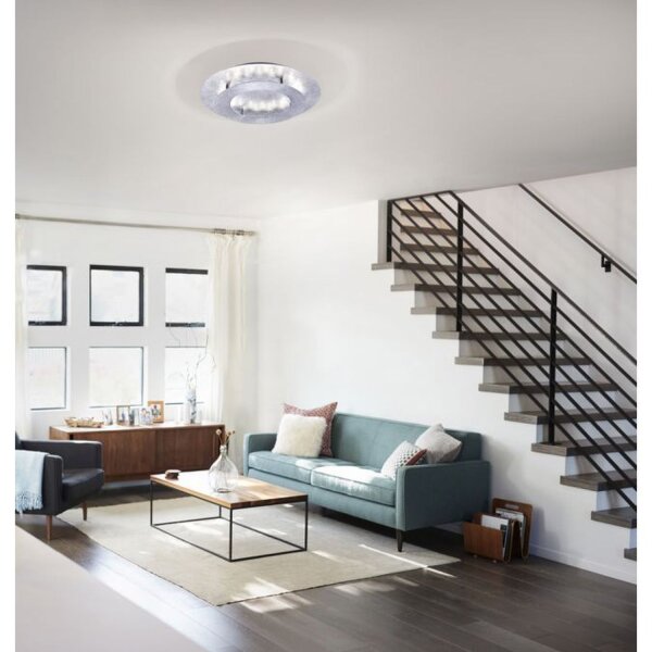 Plafonnier LED feuille dargent métal 18 W Ø40 cm