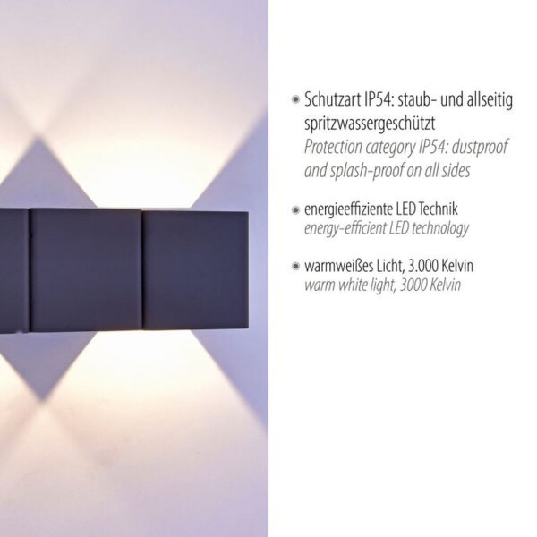LED Wandleuchte außen Aluminium IP54 22,5 cm Anthrazit